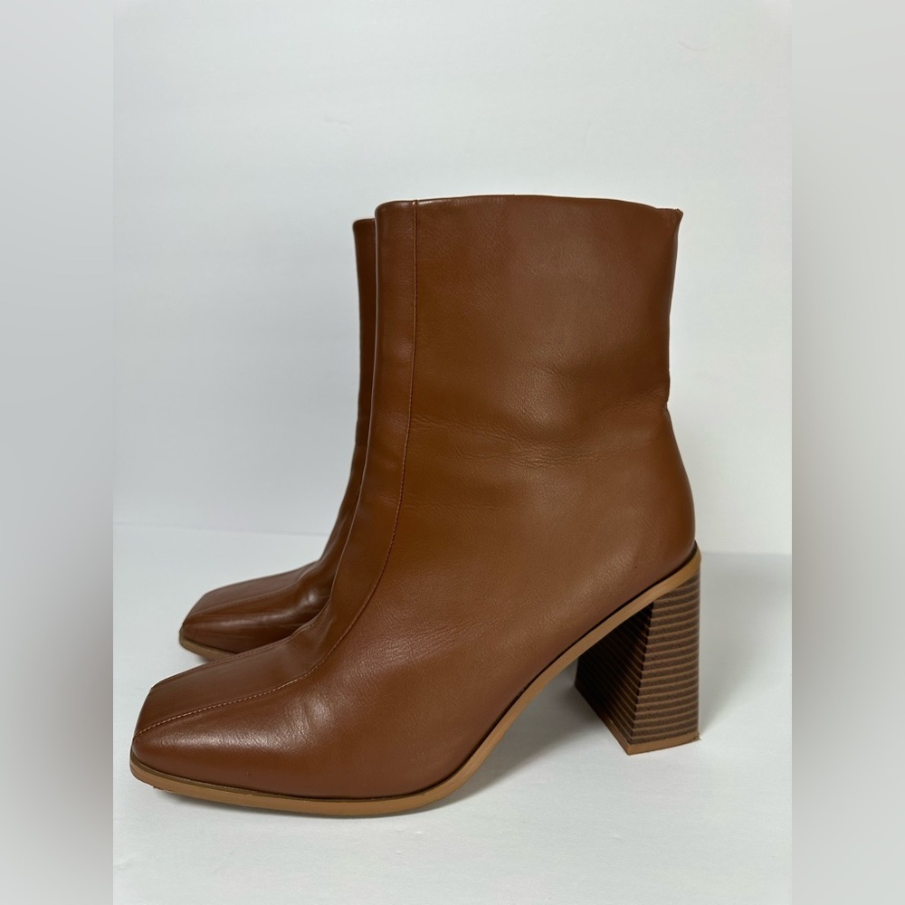 Boss Lady Chunky Heeled Boots Brown Size 10 - Picture 5 of 14
